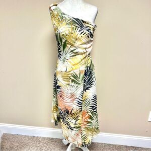 Stella & Julie Tropical Print One-Shoulder Dress Sz 4